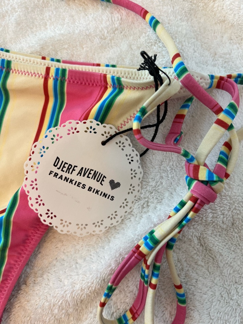 Djerf Frankie’s Stripe Bikini Bottom L & Keychain BNWT - Picture 7 of 8